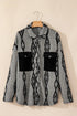 Pocketed Geometric Collared Neck Button Down Shacket - Roaming Gypsy Boutique