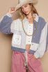 POL Crochet Patch Exposed Seam Button Up Jacket - Roaming Gypsy Boutique