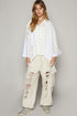 POL Crochet Patchwork Frayed Edge Half Button Knit Top - Roaming Gypsy Boutique