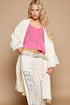 POL Flower Lace Trim Open Front Longline Cardigan - Roaming Gypsy Boutique