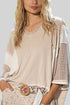 POL High - Low Contrast V - Neck Top - Roaming Gypsy Boutique