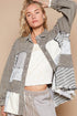 POL Raw Hem Patchwork Dropped Shoulder Jacket - Roaming Gypsy Boutique