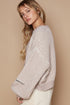 POL Round Neck Heart Patch Zipper Point Sleeve Sweater - Roaming Gypsy Boutique