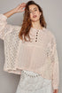 POL Round Neck Long Sleeve Raw Edge Lace Top - Roaming Gypsy Boutique