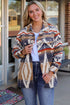 Printed Button Down Collared Jacket - Roaming Gypsy Boutique