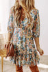 Printed V - Neck Half Sleeve Dress - Roaming Gypsy Boutique