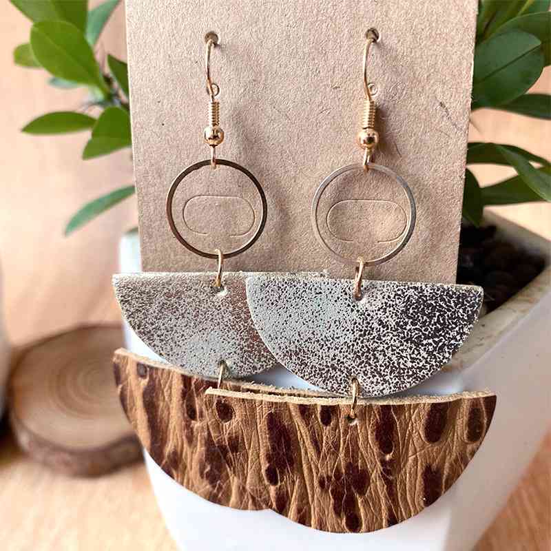 PU Semicircle Drop Earrings - Roaming Gypsy Boutique