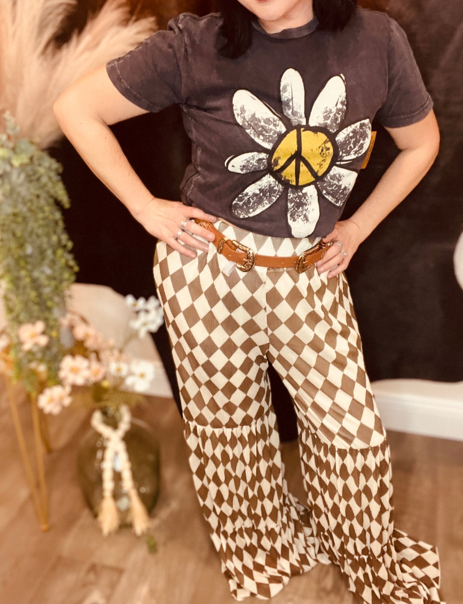 Ranch Racin Checkered Pant - Roaming Gypsy Boutique