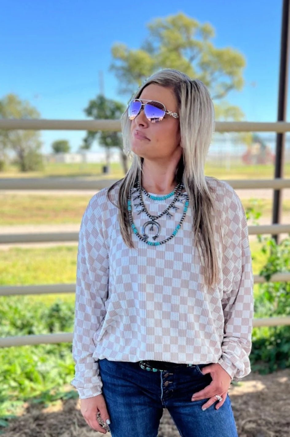 Ready or Not Check Top - Roaming Gypsy Boutique