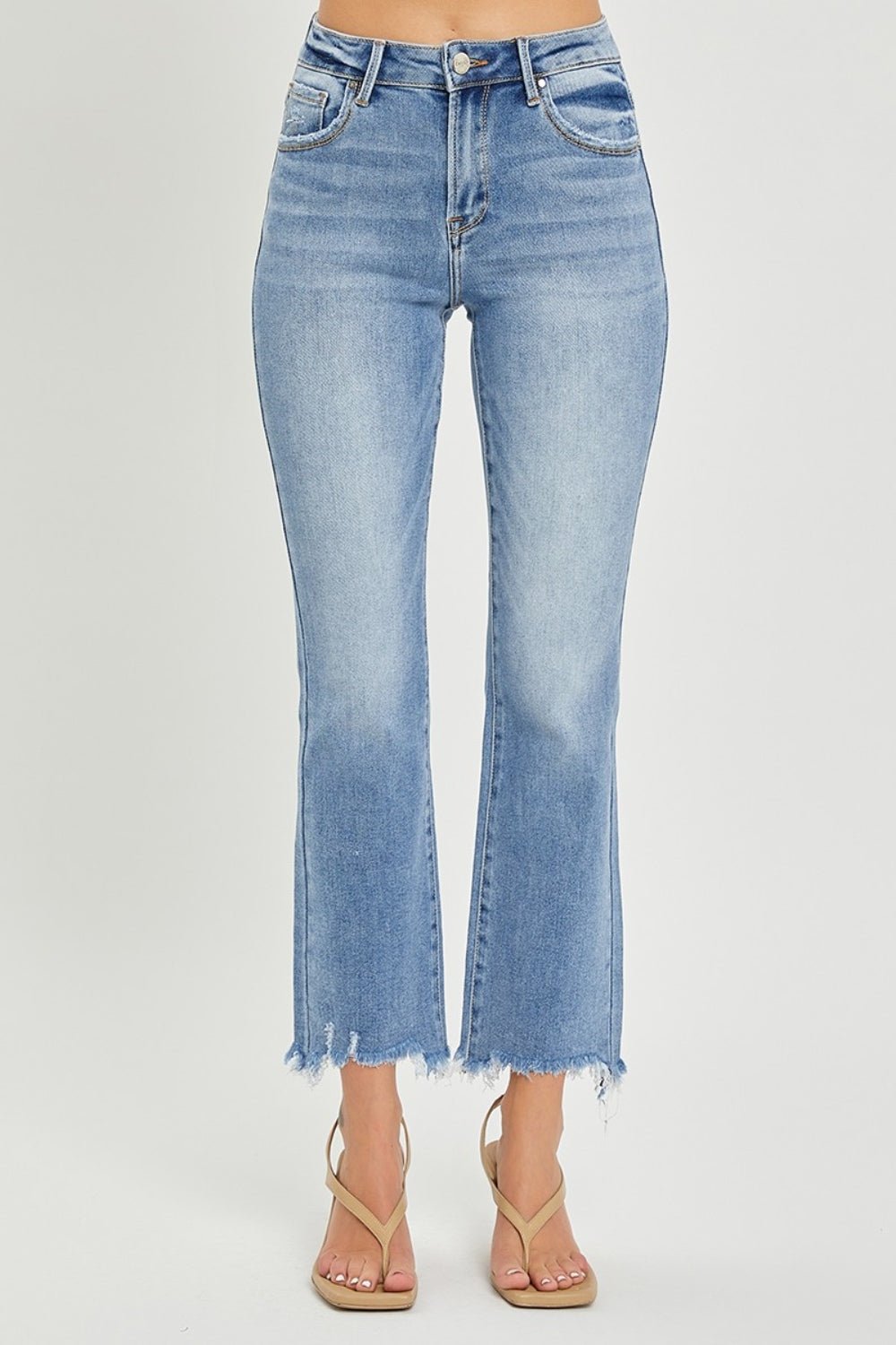 RISEN Full Size Frayed Hem Cropped Straight Jeans - Roaming Gypsy Boutique