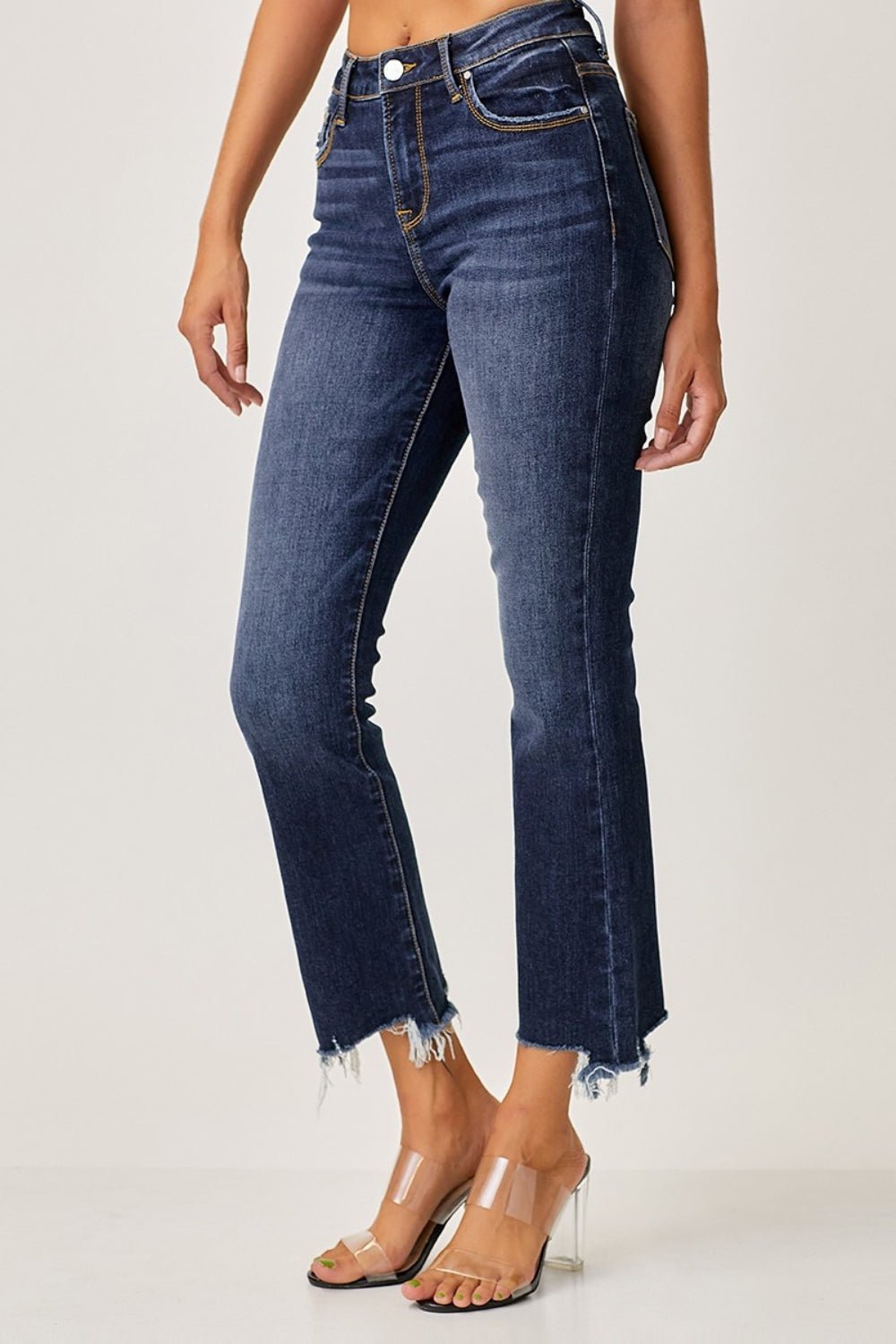 Risen Full Size Frayed Hem Cropped Straight Jeans - Roaming Gypsy Boutique