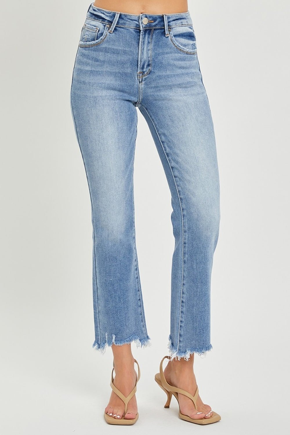 RISEN Full Size Frayed Hem Cropped Straight Jeans - Roaming Gypsy Boutique