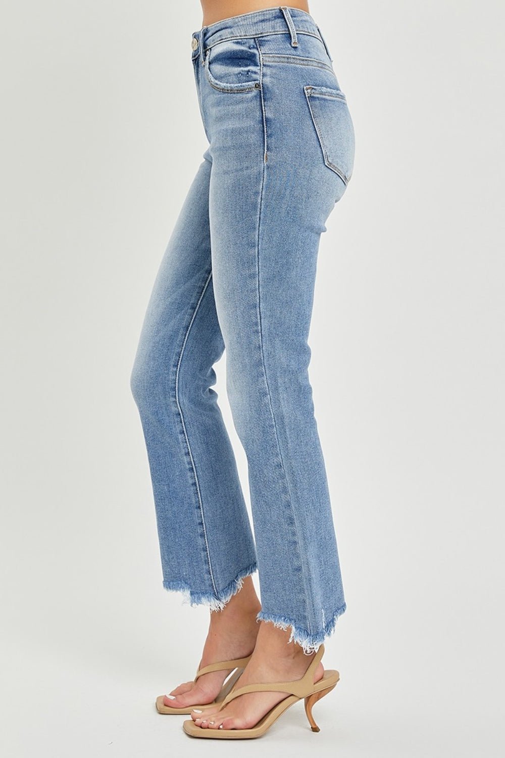 RISEN Full Size Frayed Hem Cropped Straight Jeans - Roaming Gypsy Boutique