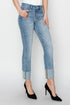 RISEN Full Size High Rise Cuffed Slim Straight Jeans - Roaming Gypsy Boutique