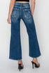 Risen Full Size High Rise Patch Detailed Wide Leg Crop Jeans - Roaming Gypsy Boutique