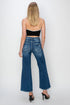 Risen Full Size High Rise Patch Detailed Wide Leg Crop Jeans - Roaming Gypsy Boutique