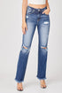 Risen Full Size Raw Hem Distressed Straight Jeans - Roaming Gypsy Boutique