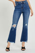 RISEN High Rise Distressed Crop Flare Jeans - Roaming Gypsy Boutique