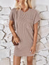 Round Neck Short Sleeve Mini Dress - Roaming Gypsy Boutique