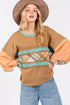 SAGE + FIG Mineral Wash Raw Edge Color Block Sweatshirt - Roaming Gypsy Boutique