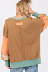 SAGE + FIG Mineral Wash Raw Edge Color Block Sweatshirt - Roaming Gypsy Boutique