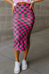 Split Checkered Midi Skirt - Roaming Gypsy Boutique