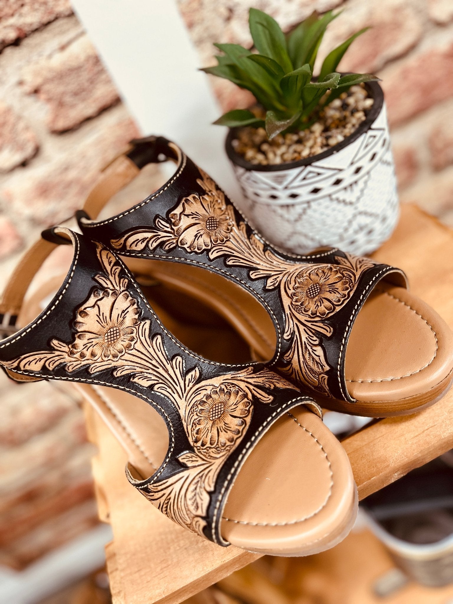 Sultry Tooled Wedge Sandal - Roaming Gypsy Boutique