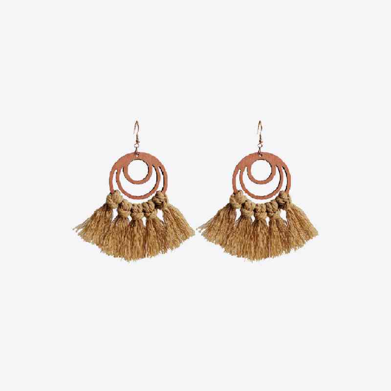 Tassel Detail Geometric Earrings - Roaming Gypsy Boutique