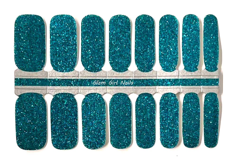 Teal Sparkle Glitter Nail Polish Strips - Roaming Gypsy Boutique