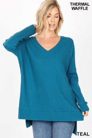 Thermal Waffle Knit Sweater - Roaming Gypsy Boutique