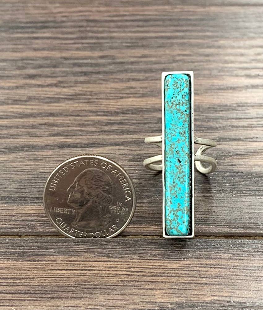 True Turq Bar Turquoise Adjustable Ring - Roaming Gypsy Boutique