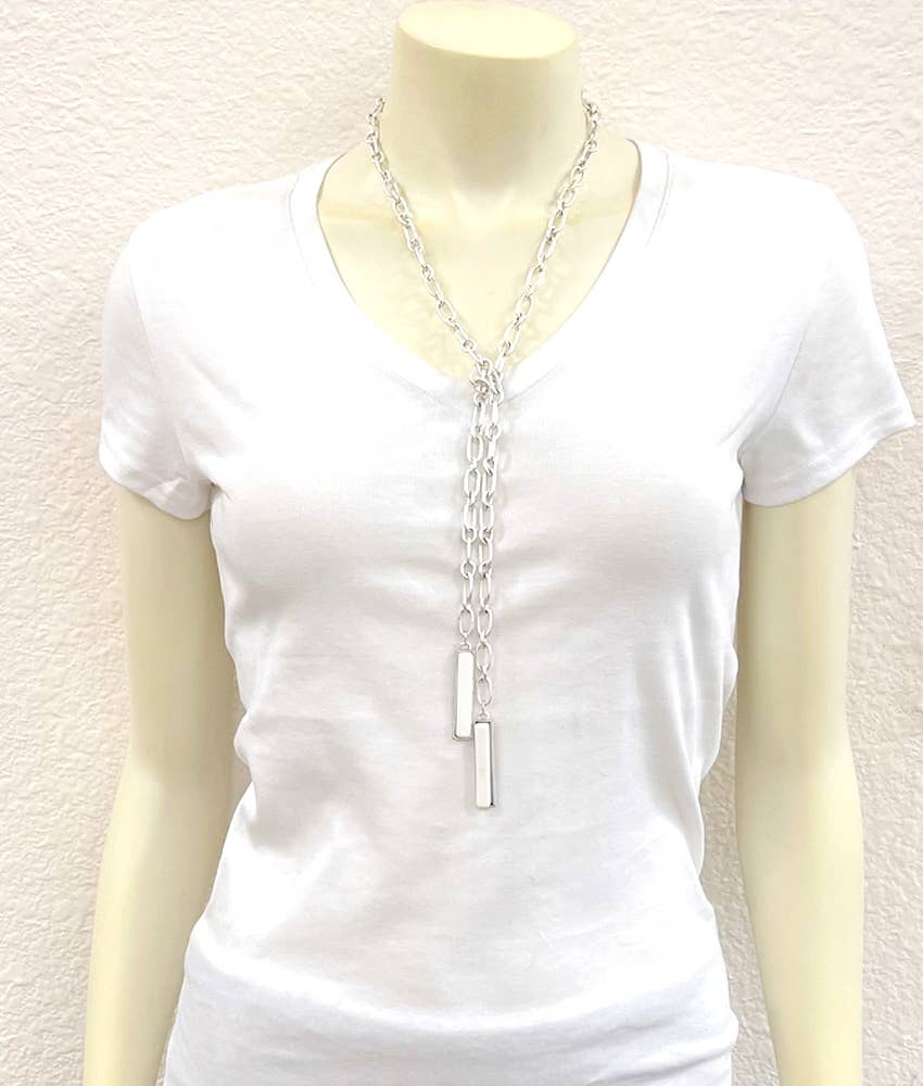 True Turq Bar White Necklace - Roaming Gypsy Boutique