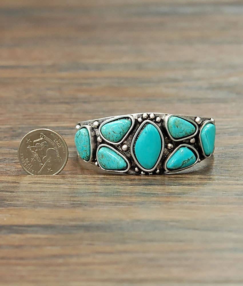 True Turq Multi Stone Cuff Bracelet - Roaming Gypsy Boutique