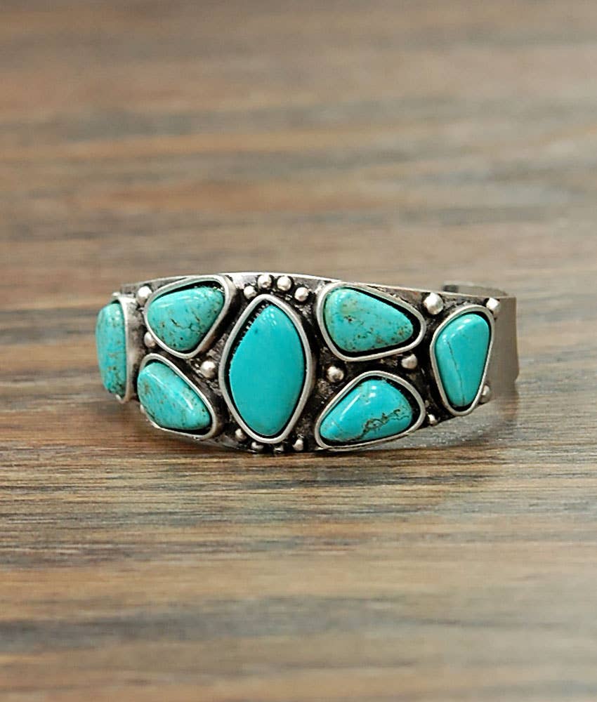 True Turq Multi Stone Cuff Bracelet - Roaming Gypsy Boutique