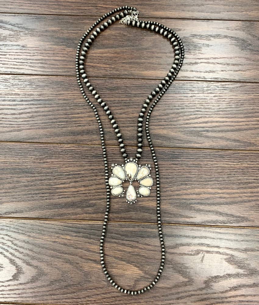 True Turq Squash Naja White Necklace - Roaming Gypsy Boutique