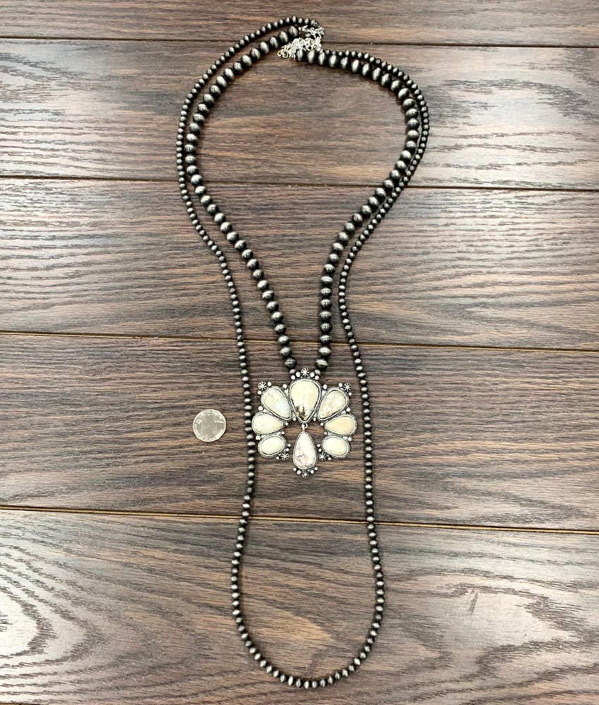 True Turq Squash Naja White Necklace - Roaming Gypsy Boutique