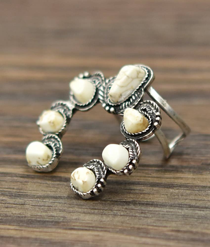 True Turq Squash White Adjustable Ring - Roaming Gypsy Boutique