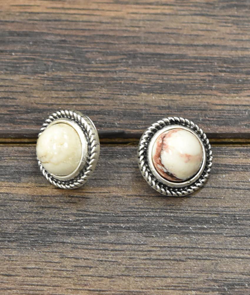 True Turq White Stud Earrings - Roaming Gypsy Boutique