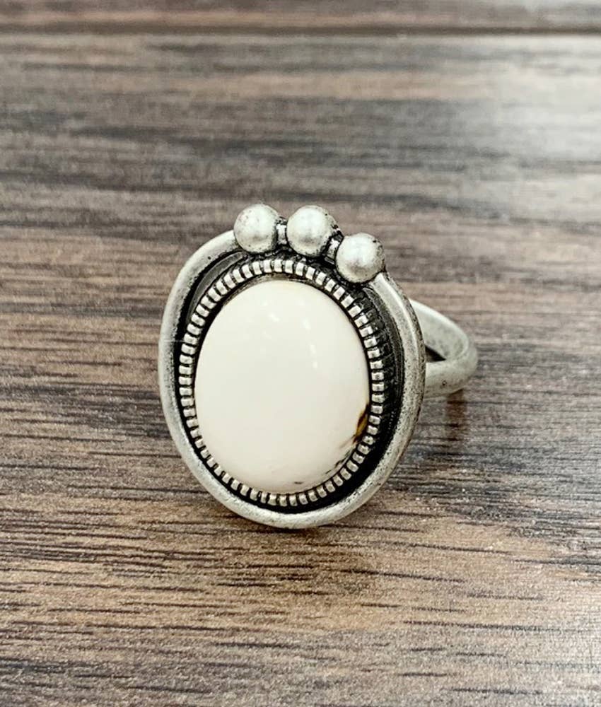 True Turq White Turquoise Adjustable Ring - Roaming Gypsy Boutique