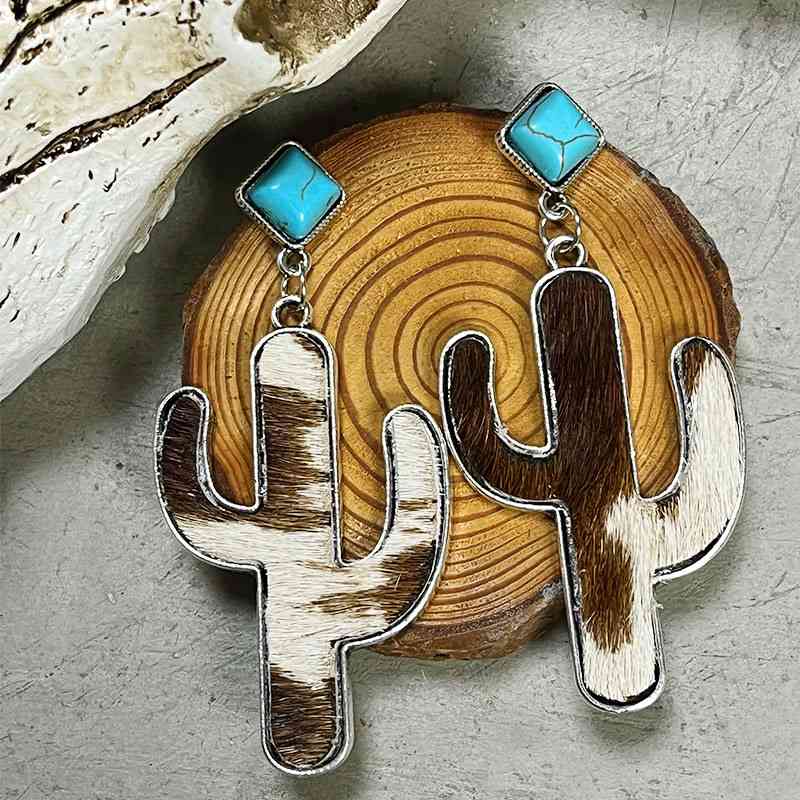 Turquoise Cactus Earrings - Roaming Gypsy Boutique