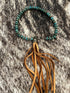 Turquoise Crystal Deerskin Choker - Roaming Gypsy Boutique