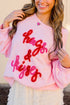 Valentine’s Day HUG AND KISSES Round Neck Sweatshirt - Roaming Gypsy Boutique