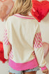 Valentine’s Day Sequin Heart Pattern Long Sleeve Sweatshirt - Roaming Gypsy Boutique