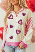 Valentine’s Day Sequin Heart Pattern Long Sleeve Sweatshirt - Roaming Gypsy Boutique