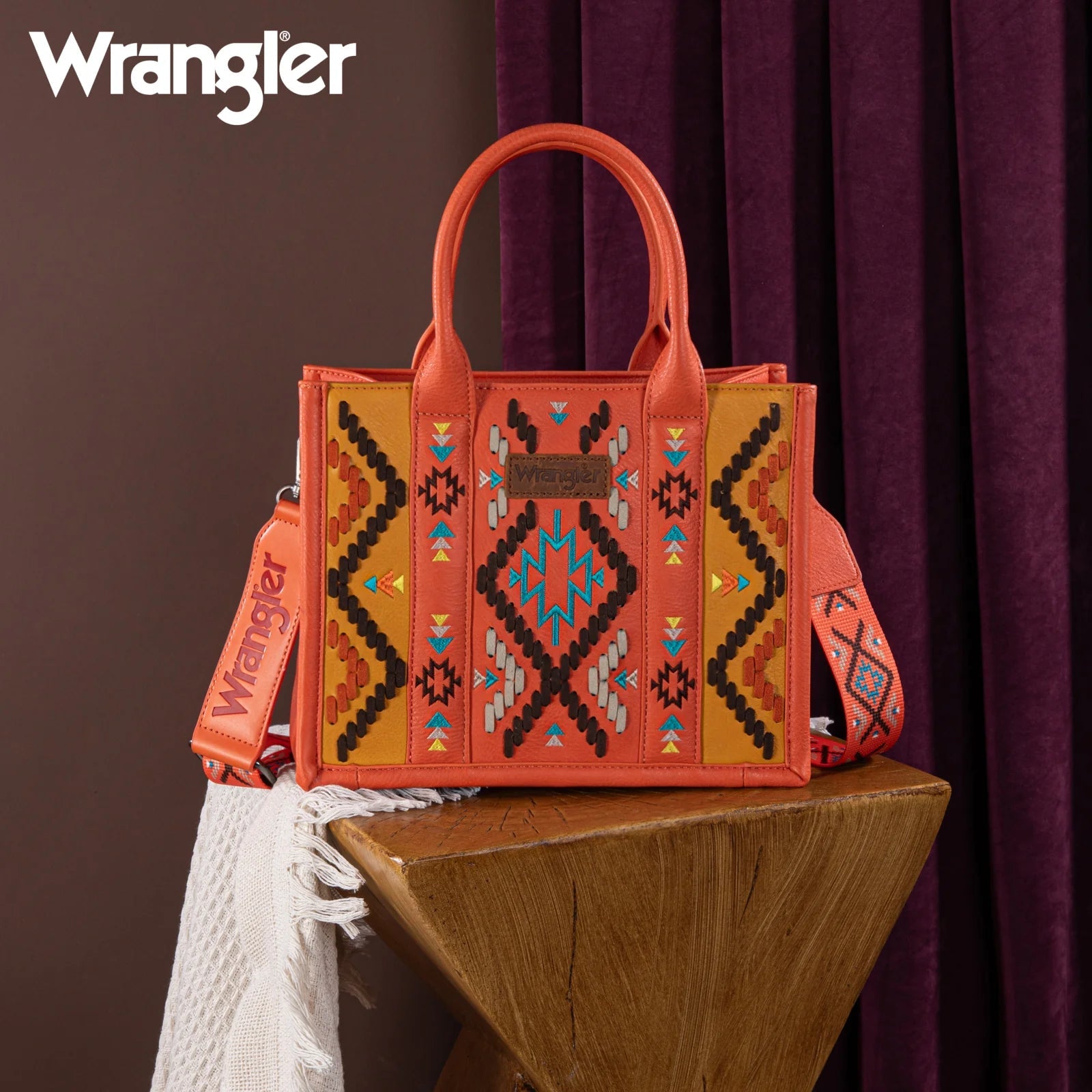 WRANGLER Aztec Embroidered Tote/Crossbody - Roaming Gypsy Boutique